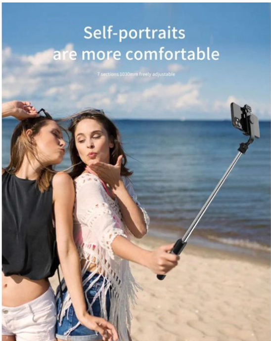Selfie Stick, 4 in 1 Selfie Stick Tripod, Extendable and Portable Stable Tripod Stand with Detachable Wireless Remote Compatible with iPhone/GoPro/Camera/Smartphones