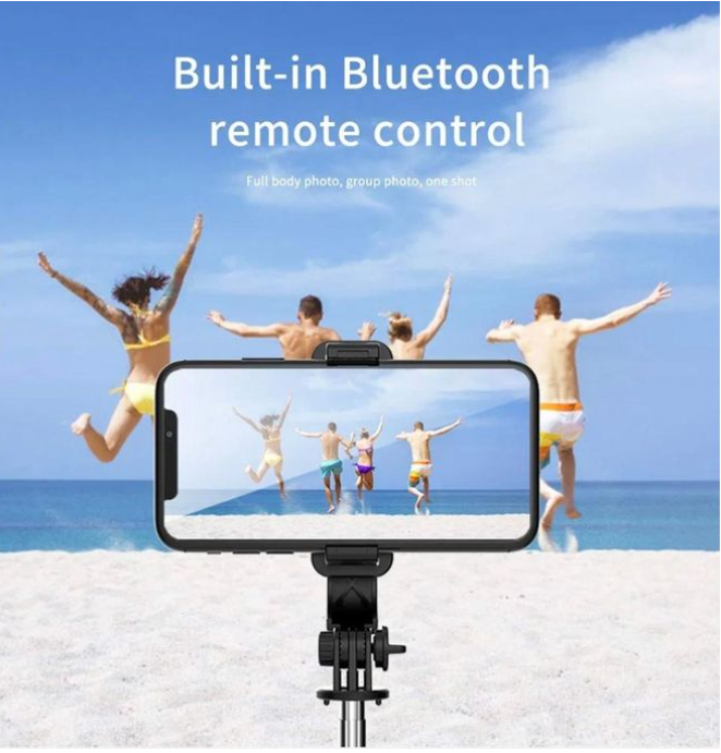Selfie Stick, 4 in 1 Selfie Stick Tripod, Extendable and Portable Stable Tripod Stand with Detachable Wireless Remote Compatible with iPhone/GoPro/Camera/Smartphones