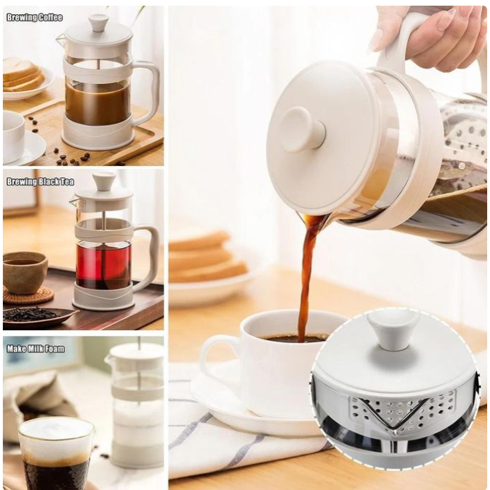 800ml French Press Pot Household French Filter Press Pot Glass Tea Maker Hand-Pressed Filter Cup Brewing Cold Brew Pot Hand Brewed Coffee Pot