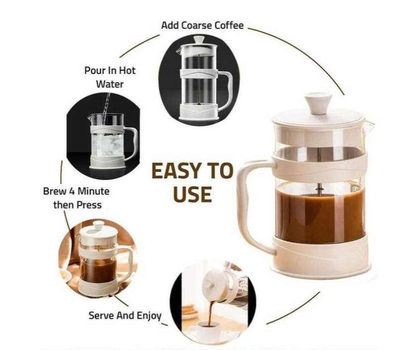 800ml French Press Pot Household French Filter Press Pot Glass Tea Maker Hand-Pressed Filter Cup Brewing Cold Brew Pot Hand Brewed Coffee Pot