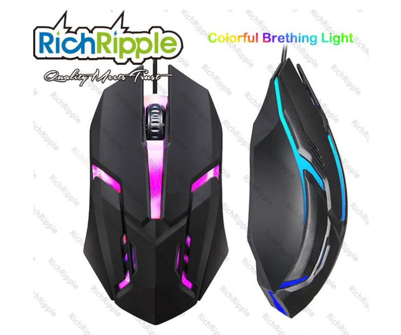 RichRipple Colorful Led Wired Mice Ergonomic Business Mouse 5500 DPI Gaming Mouse With Backlight For Computer Laptop PC.Colorful Led Wired Mice Ergonomic Business Mouse 5500 DPI Gaming Mouse With Back