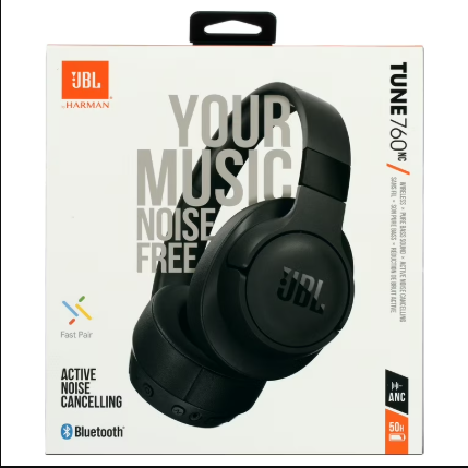 JBL Tune 760NC Wireless Bluetooth Headphones with Active Noise Cancelling – Deep Pure Bass, 50H Battery, Built-in Mic & Foldable Design – Premium Over-Ear Gaming & Music Headset