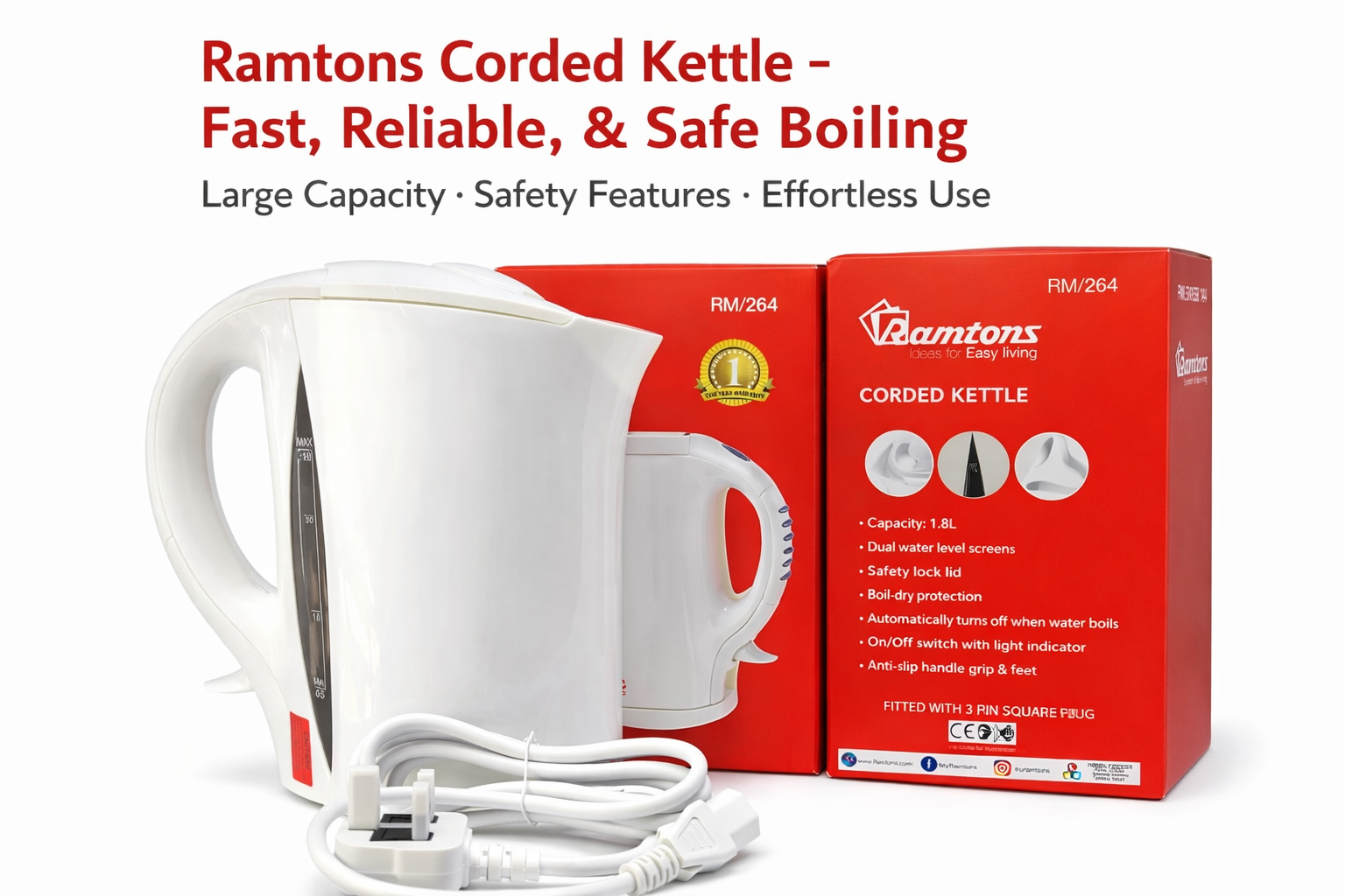 🔥 Ramtons Cordless Kettle RM/264 – Fast Boil, Effortless Living | Stylish Design • Energy Efficient • Built for Everyday Convenience.