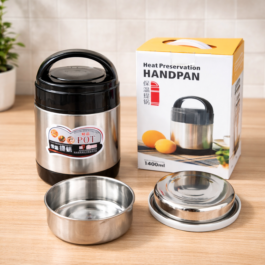 🔥Original Double Insulated Hand-Pan Stainless Steel  Food container for ultimate temperature control. Leak-proof • Durable • Travel-friendly.