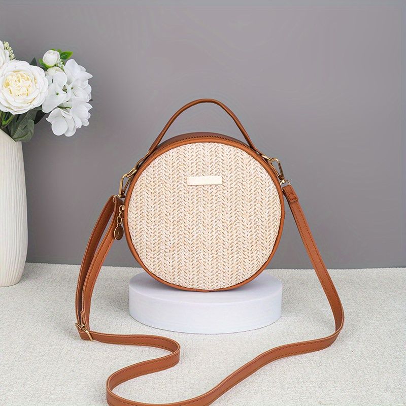 Versatile sophisticated fashion leather strap woven tote bag simple woven bag resort style fashion crossbody bag