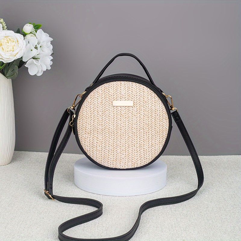 Versatile sophisticated fashion leather strap woven tote bag simple woven bag resort style fashion crossbody bag