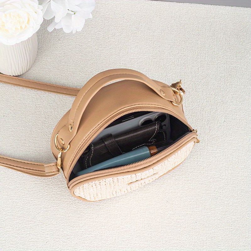 Versatile sophisticated fashion leather strap woven tote bag simple woven bag resort style fashion crossbody bag