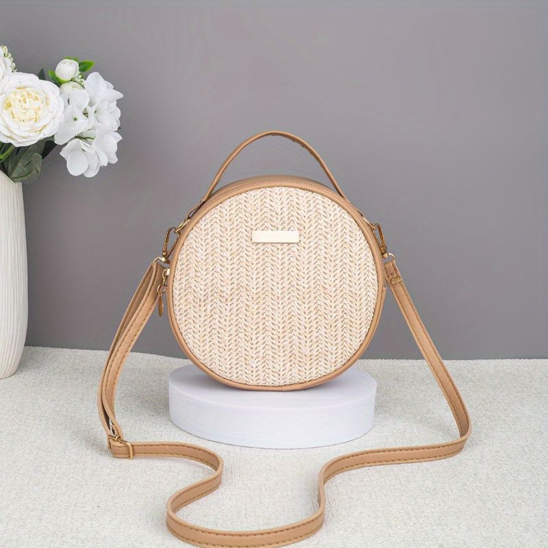 Versatile sophisticated fashion leather strap woven tote bag simple woven bag resort style fashion crossbody bag