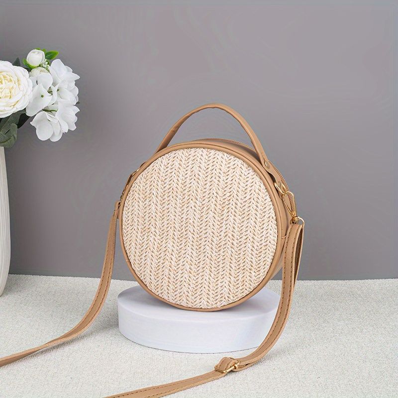 Versatile sophisticated fashion leather strap woven tote bag simple woven bag resort style fashion crossbody bag