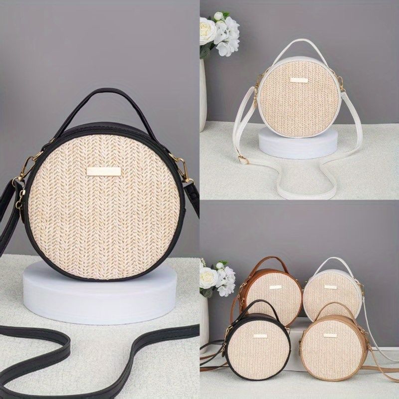 Versatile sophisticated fashion leather strap woven tote bag simple woven bag resort style fashion crossbody bag