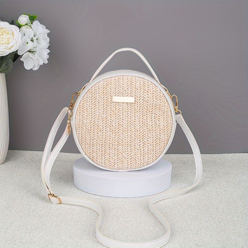 Versatile sophisticated fashion leather strap woven tote bag simple woven bag resort style fashion crossbody bag