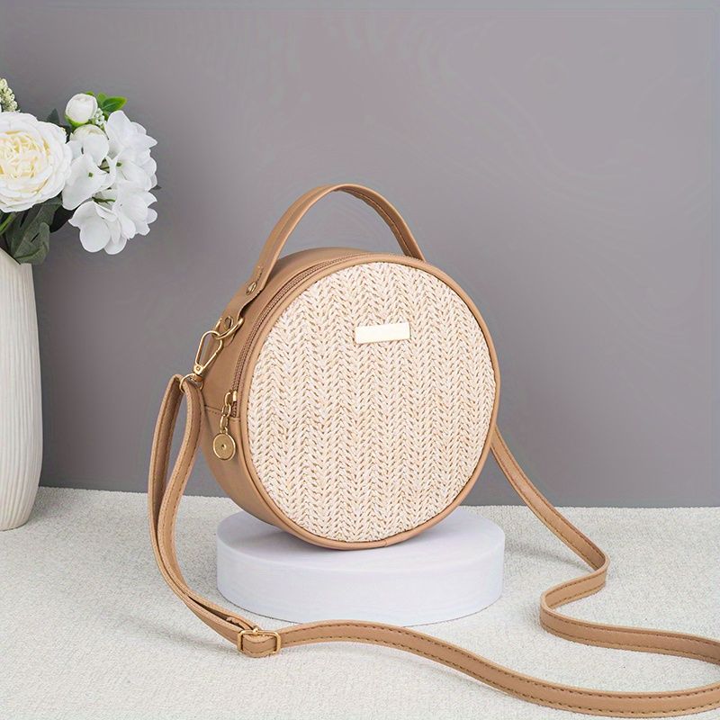 Versatile sophisticated fashion leather strap woven tote bag simple woven bag resort style fashion crossbody bag