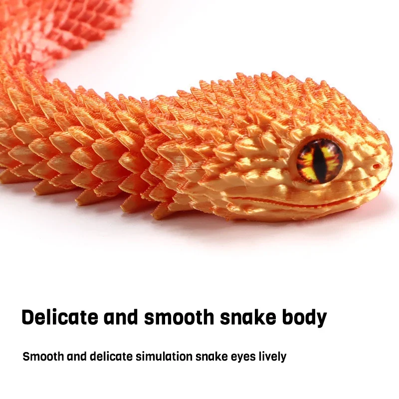3D Printed Snake Movable Joint Fidget Toy Figurine Simulation Snake Office Desktop Ornament Gifts Crafts Figurines Miniatures