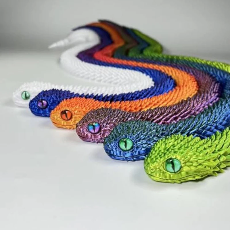 3D Printed Snake Movable Joint Fidget Toy Figurine Simulation Snake Office Desktop Ornament Gifts Crafts Figurines Miniatures
