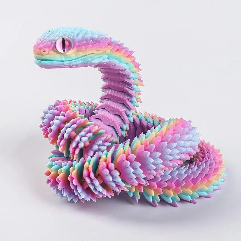 3D Printed Snake Movable Joint Fidget Toy Figurine Simulation Snake Office Desktop Ornament Gifts Crafts Figurines Miniatures
