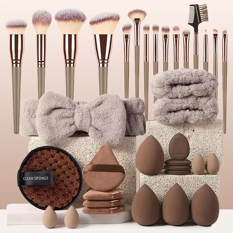 Best-selling 20-piece set, 33-piece set, 35-piece set makeup brushes and makeup tools, facial powder puff combo set