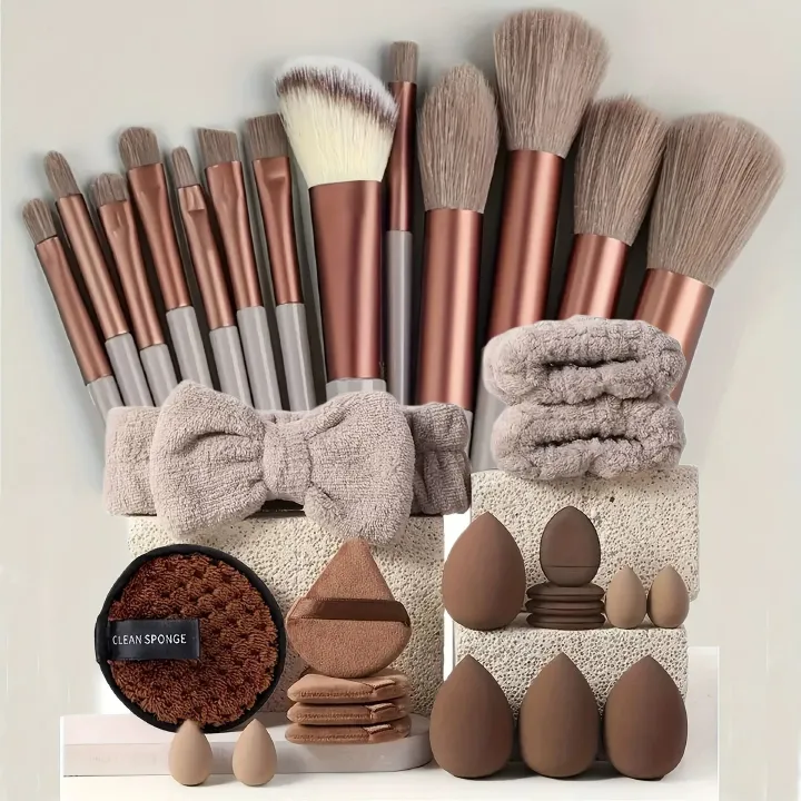 Best-selling 20-piece set, 33-piece set, 35-piece set makeup brushes and makeup tools, facial powder puff combo set