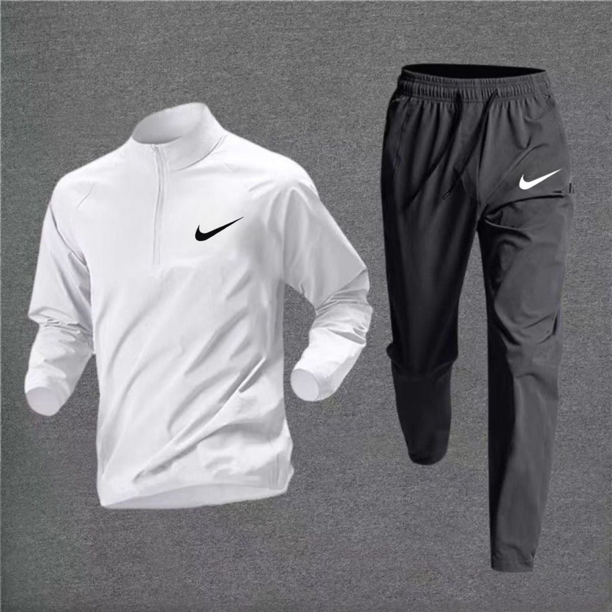 High-quality half-zip training suit for men - quick-drying long-sleeved sports shirt for students, cyclists, sports enthusiasts, running and exercise wear set