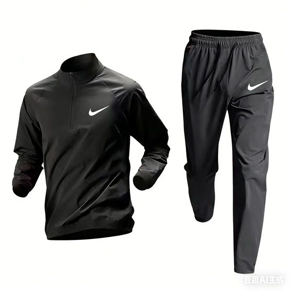 High-quality half-zip training suit for men - quick-drying long-sleeved sports shirt for students, cyclists, sports enthusiasts, running and exercise wear set