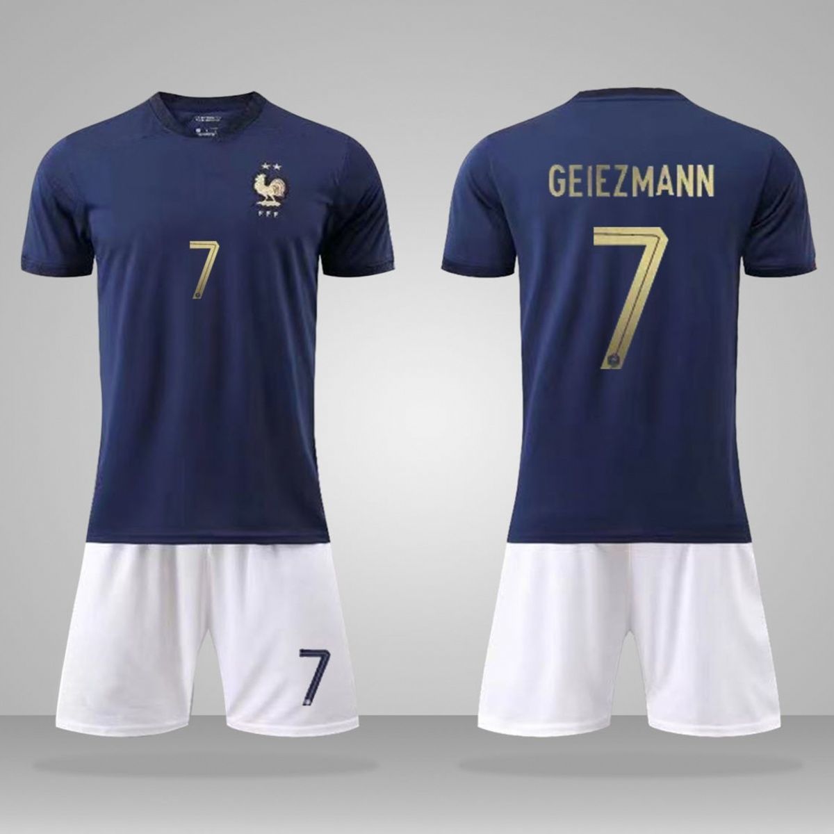 The jersey numbers of the French team players: 10 and 19. These are the official match and away jersey numbers for the European Cup