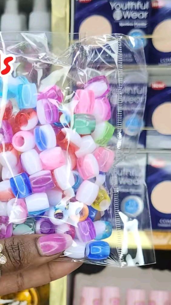 Decorative coloured and colourless marbled hair beads, for styling braids and dreadlocks /Ideal for making chunky bracelets, necklaces, and keychains.