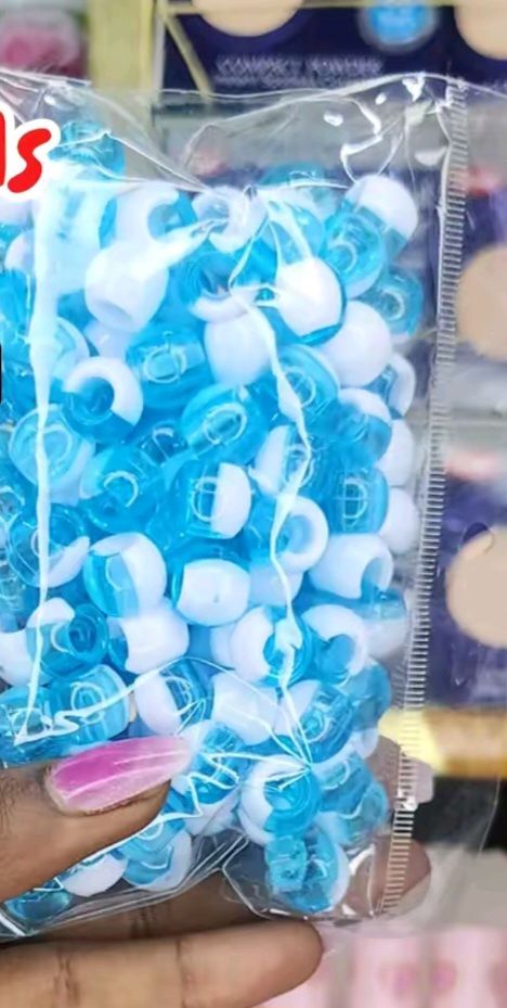 Decorative coloured and colourless marbled hair beads, for styling braids and dreadlocks /Ideal for making chunky bracelets, necklaces, and keychains.