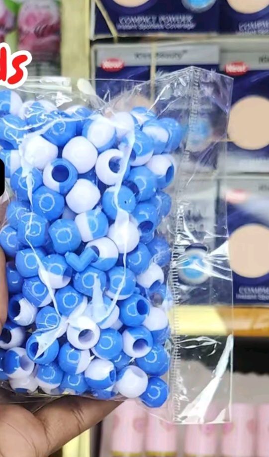 Decorative coloured and colourless marbled hair beads, for styling braids and dreadlocks /Ideal for making chunky bracelets, necklaces, and keychains.