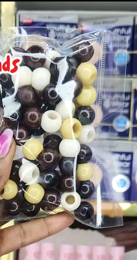 Decorative coloured and colourless marbled hair beads, for styling braids and dreadlocks /Ideal for making chunky bracelets, necklaces, and keychains.