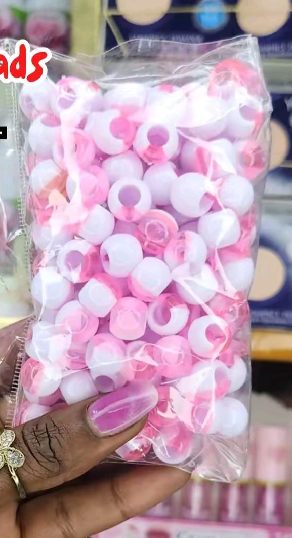 Decorative coloured and colourless marbled hair beads, for styling braids and dreadlocks /Ideal for making chunky bracelets, necklaces, and keychains.