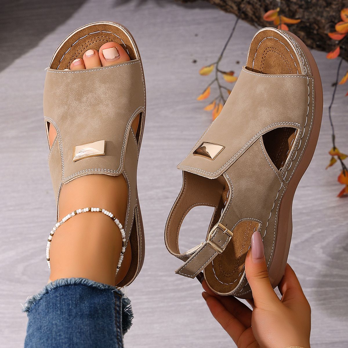 Women's Open Toe Wedge Sandals - Casual Slingback Comfortable Platform Beach Shoes (Size 36-43)