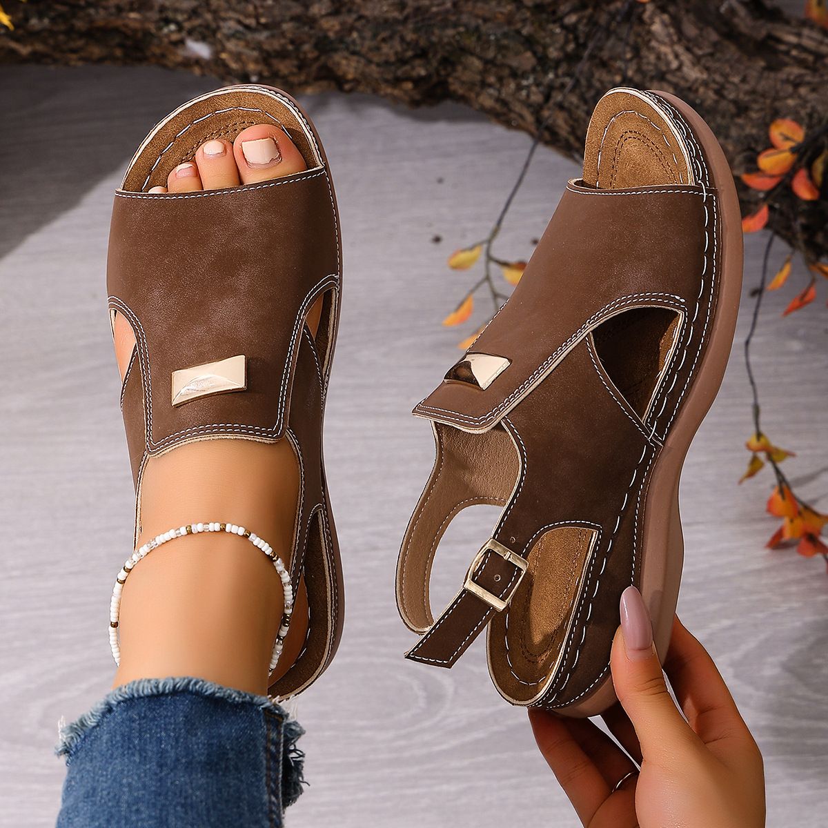 Women's Open Toe Wedge Sandals - Casual Slingback Comfortable Platform Beach Shoes (Size 36-43)
