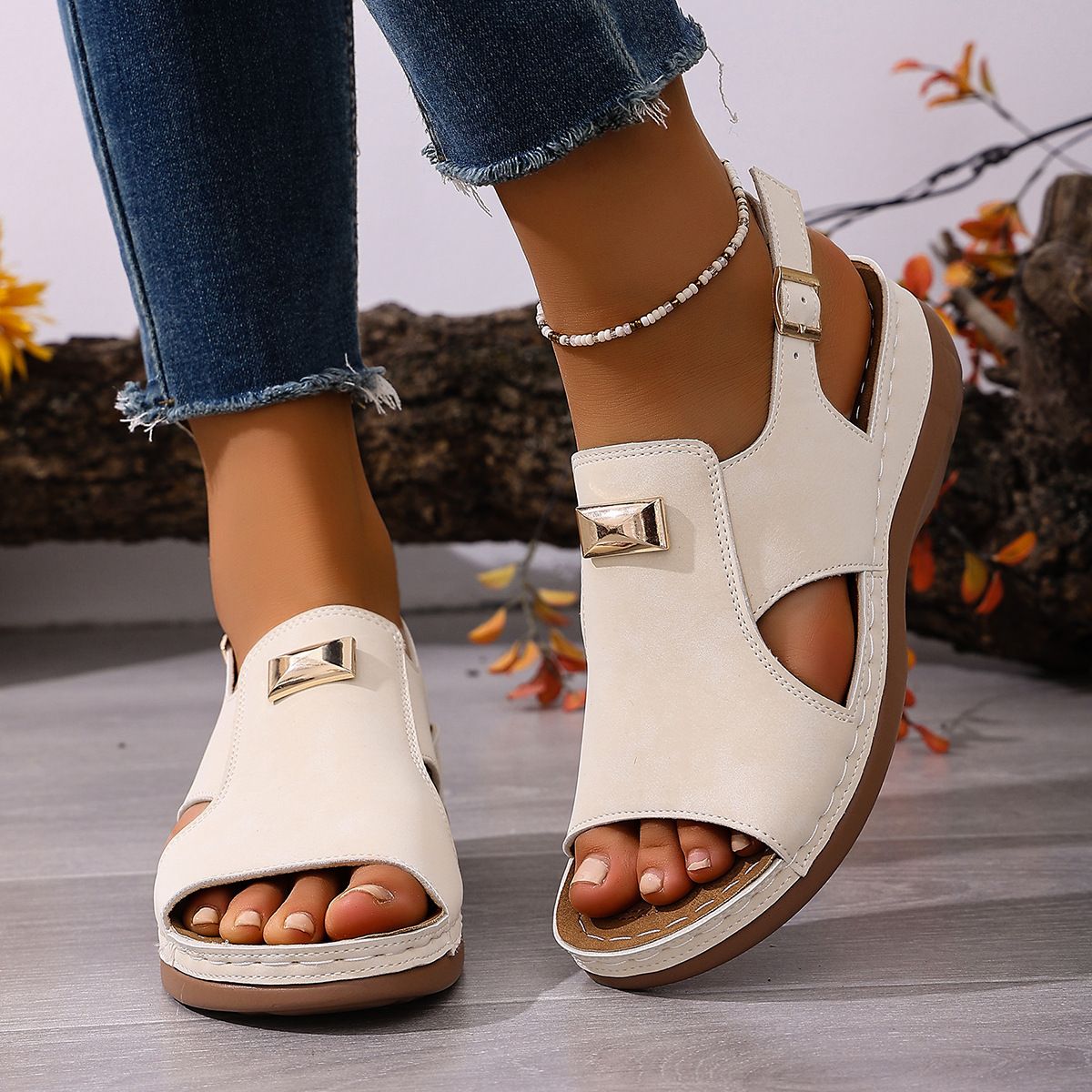 Women's Open Toe Wedge Sandals - Casual Slingback Comfortable Platform Beach Shoes (Size 36-43)