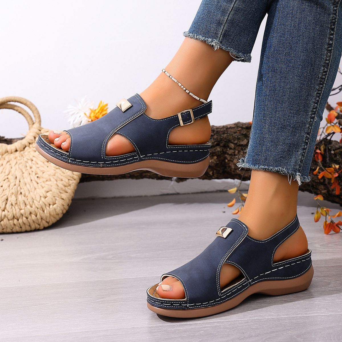Women's Open Toe Wedge Sandals - Casual Slingback Comfortable Platform Beach Shoes (Size 36-43)