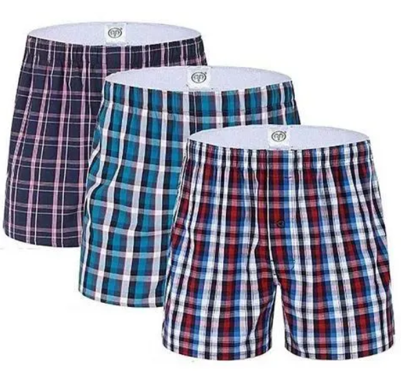 3Pcs Men’s Pure Cotton Checked Boxers | Finest Quality Breathable Fabric | Soft, Comfortable & Durable Men’s Underwear