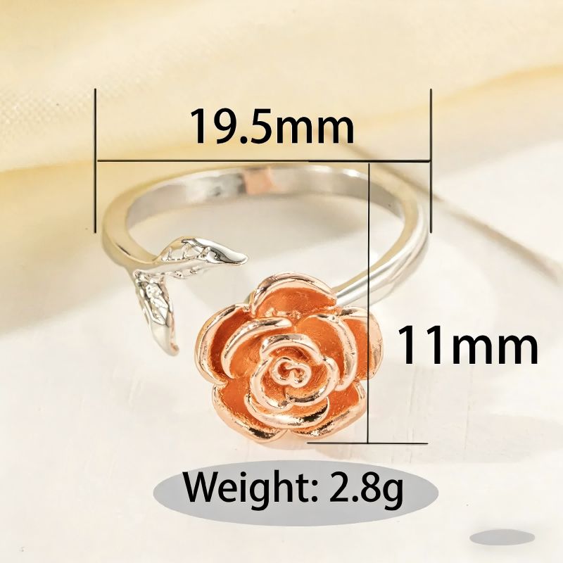 New Hot Rotating Ring Silver Rose Gold Floral Adjustable Ring Stylish Women's Fashion Jewelry for Everyday Wear