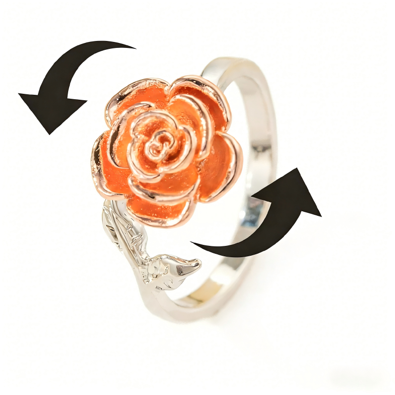 New Hot Rotating Ring Silver Rose Gold Floral Adjustable Ring Stylish Women's Fashion Jewelry for Everyday Wear