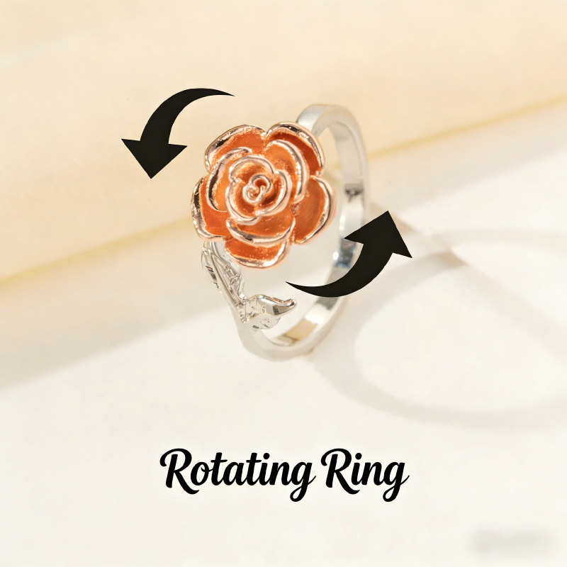 New Hot Rotating Ring Silver Rose Gold Floral Adjustable Ring Stylish Women's Fashion Jewelry for Everyday Wear