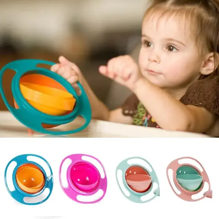 Magic Gyro Bowl Outdoor Splash Proof Bowl With Lid Plastic Creative Plate Practice Feeding Bowl Universal Gyro Bowl Gyro Bowl