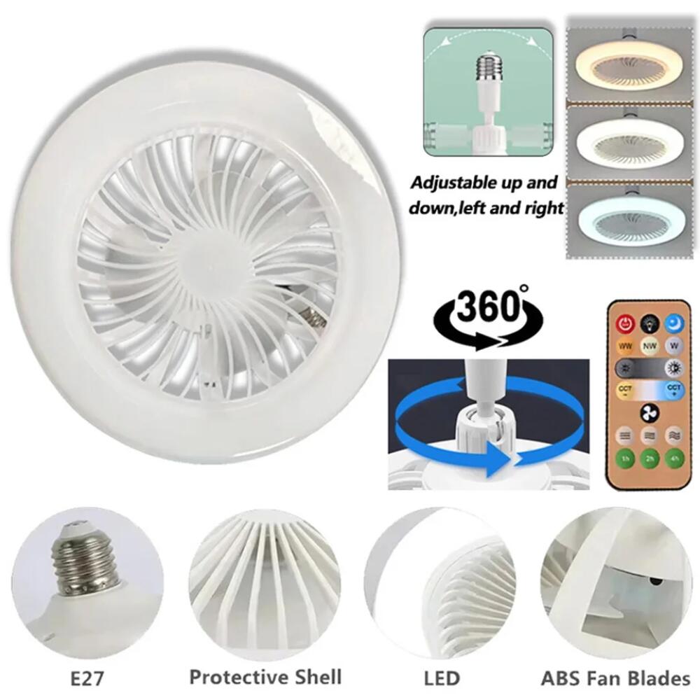 E27 Lamp Holder Universal Fan Light Bedroom Light Quiet Electric Fan Chandelier Control Led Study Dining Room Light