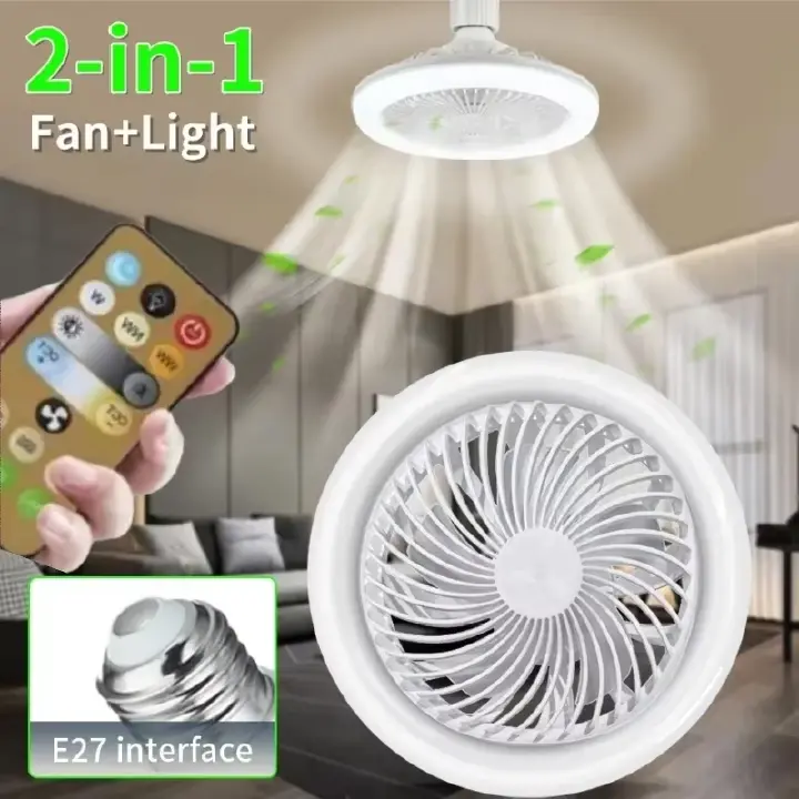 3 In 1 Energy Saving Remote Control Ceiling Fan Lamp Infinitely Dimmable E27 Base Bottom Noise Mute LED Decorative Light 85-265V