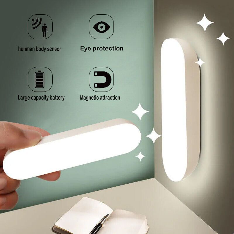 Wireless LED Motion Sensor Lamp Night Lights USB Rechargeable Magnetic For Wardrobe Room Closet Kitchen Aisle Tube Detector Bulb