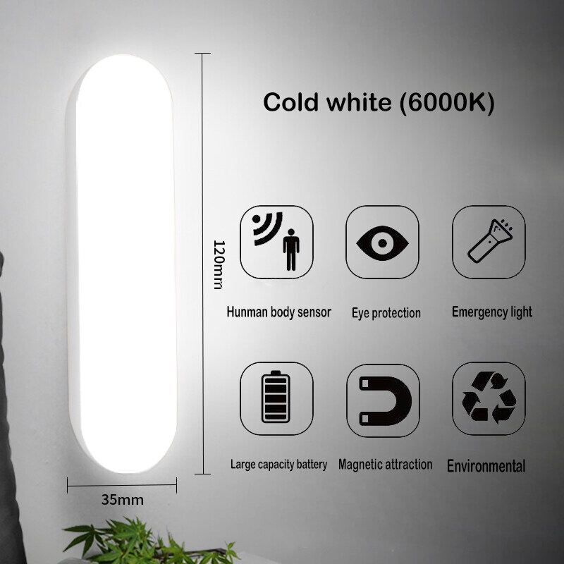 Wireless LED Motion Sensor Lamp Night Lights USB Rechargeable Magnetic For Wardrobe Room Closet Kitchen Aisle Tube Detector Bulb