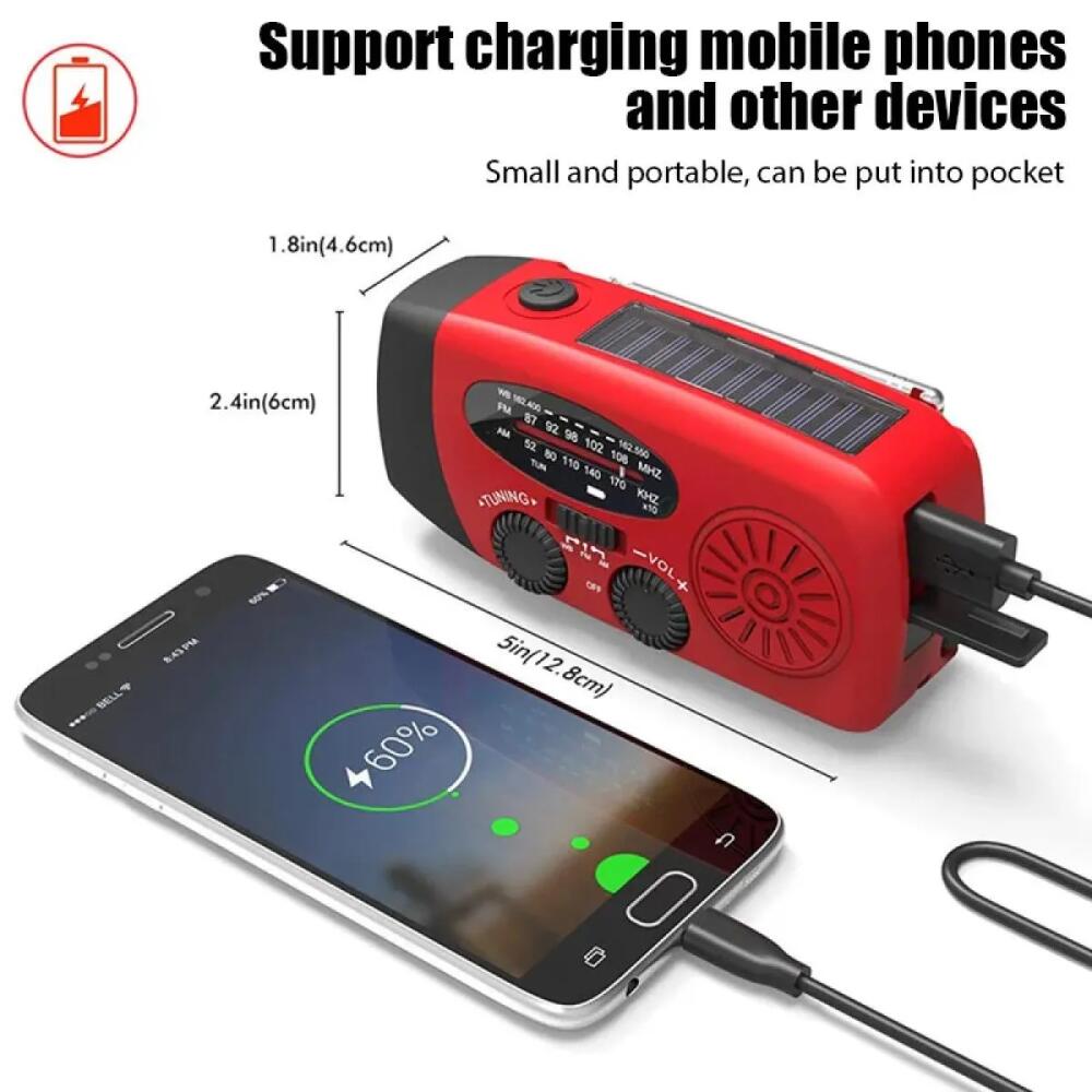 Emergency Solar Radio Survival Hand Crank Radio with LED Flashlight Radio AM FM NOAA Portable Weather Radio Small Portable Radio