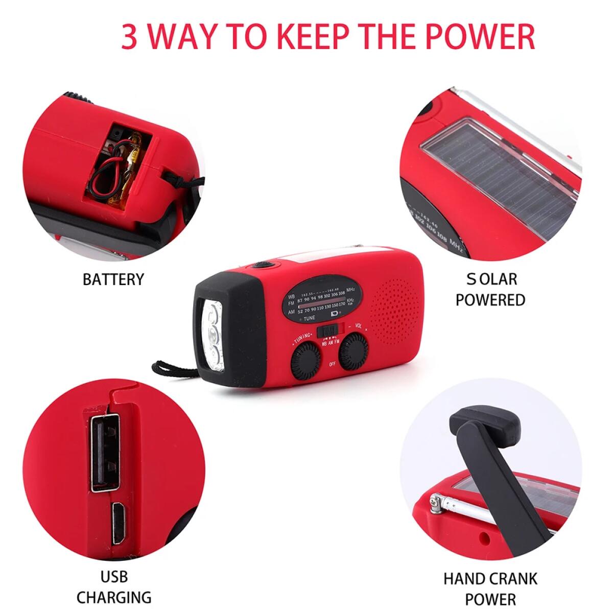 Emergency Solar Radio Survival Hand Crank Radio with LED Flashlight Radio AM FM NOAA Portable Weather Radio Small Portable Radio