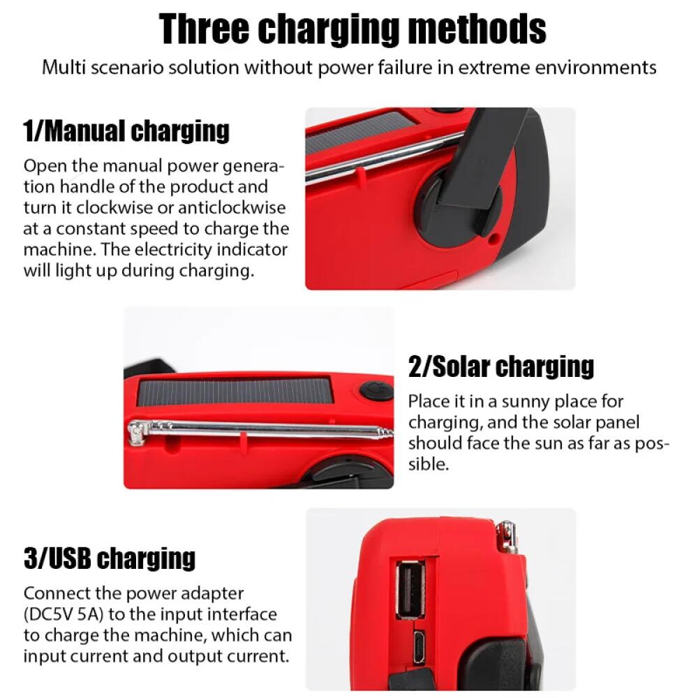 Emergency Solar Radio Survival Hand Crank Radio with LED Flashlight Radio AM FM NOAA Portable Weather Radio Small Portable Radio