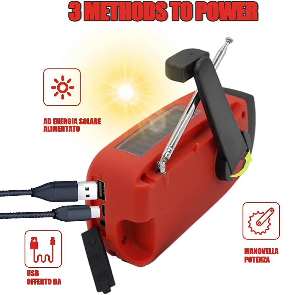 Emergency Solar Radio Survival Hand Crank Radio with LED Flashlight Radio AM FM NOAA Portable Weather Radio Small Portable Radio
