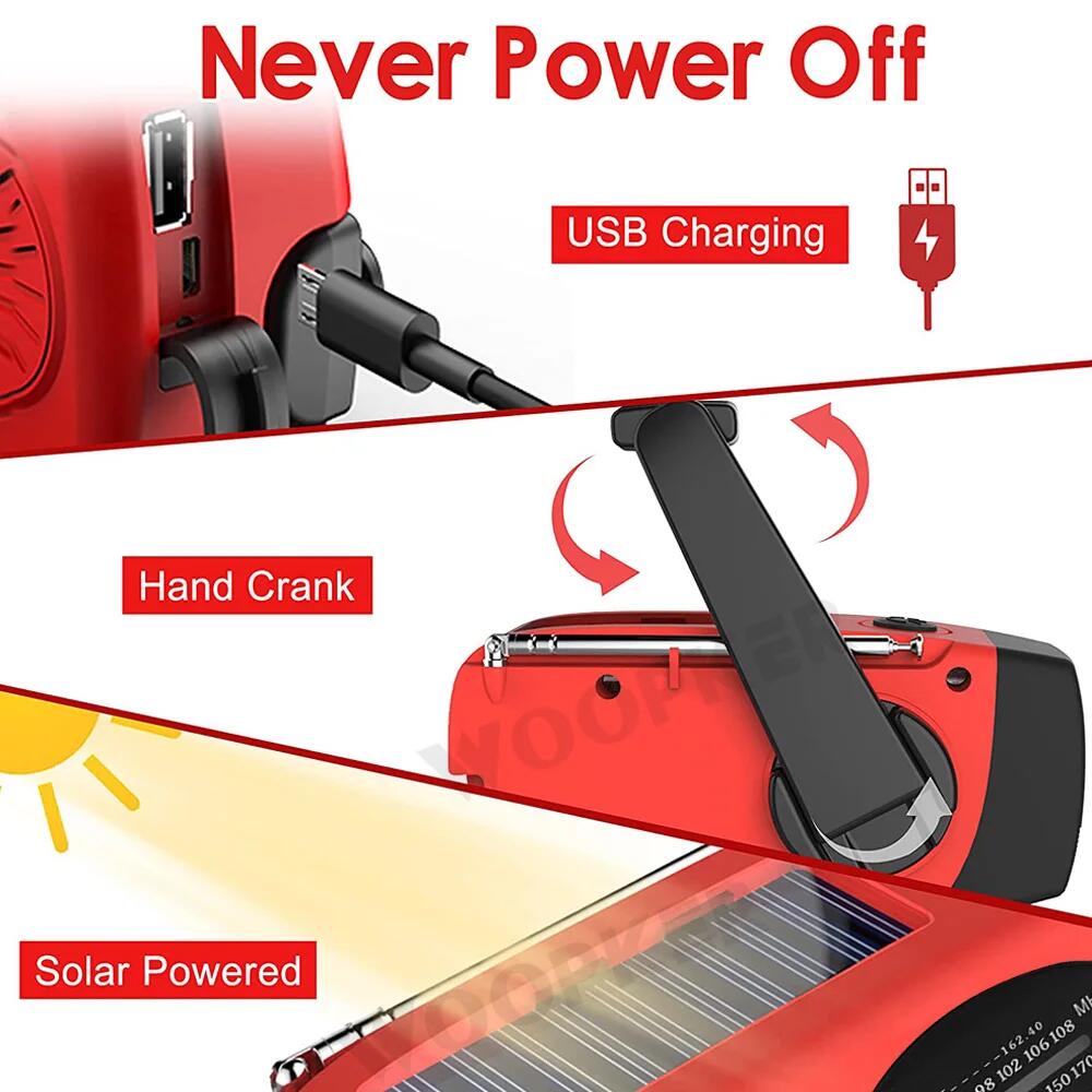 Emergency Solar Radio Survival Hand Crank Radio with LED Flashlight Radio AM FM NOAA Portable Weather Radio Small Portable Radio