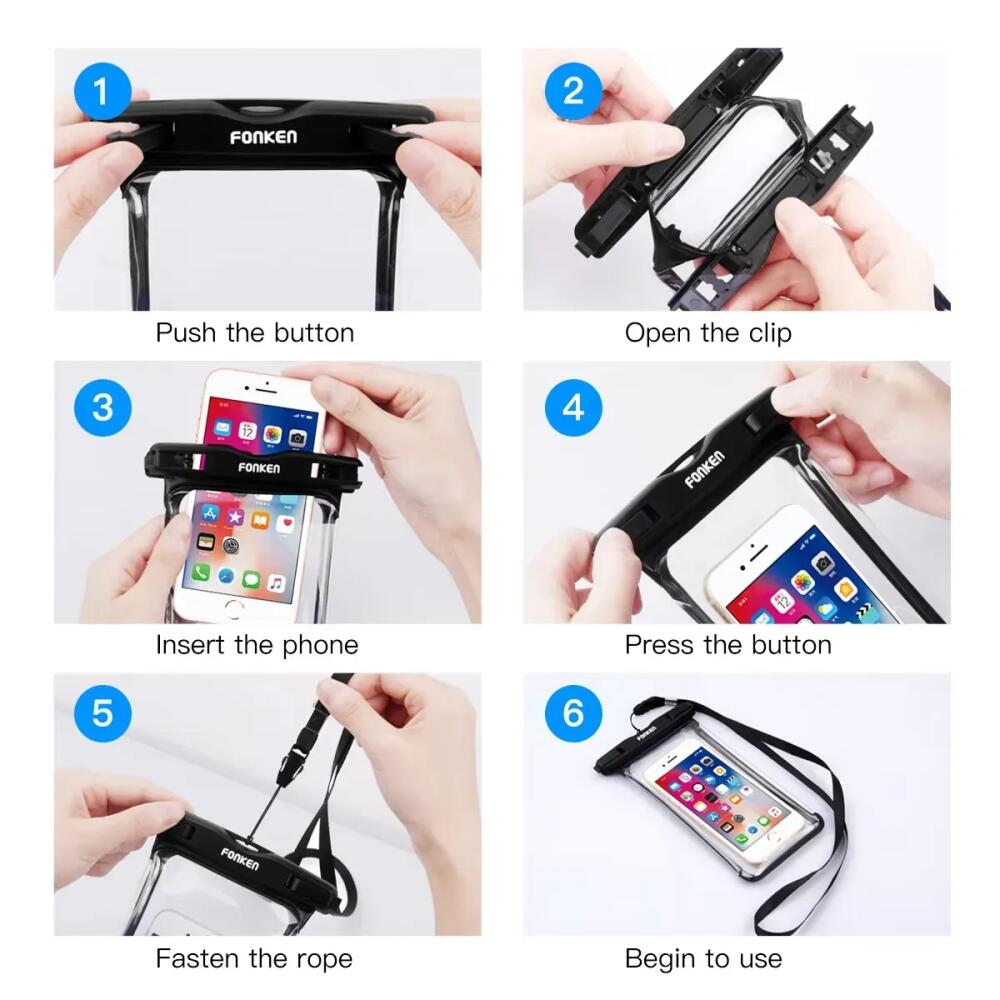 Universal Waterproof Phone Pouch Dry Bag Floating IPX8 Phone Case with Lanyard Water Proof Bags Strap for Diving Swimming Sports