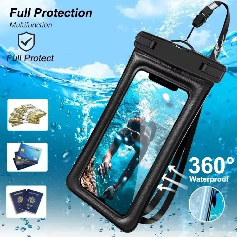 Universal Waterproof Phone Pouch Dry Bag Floating IPX8 Phone Case with Lanyard Water Proof Bags Strap for Diving Swimming Sports