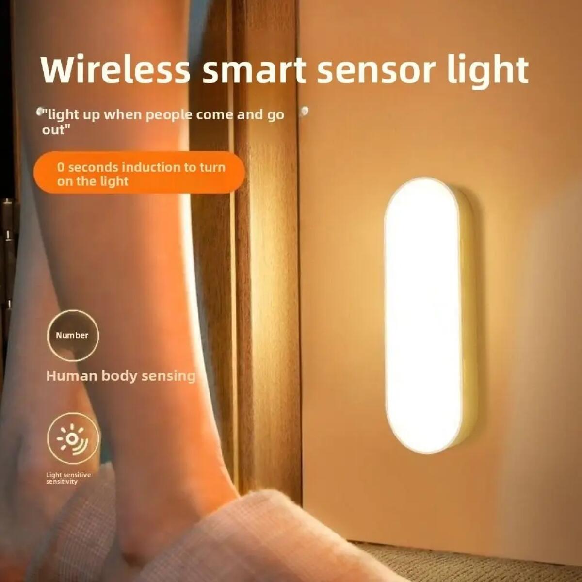 Wireless LED Motion Sensor Lamp Night Lights USB Rechargeable Magnetic For Wardrobe Room Closet Kitchen Aisle Tube Detector Bulb